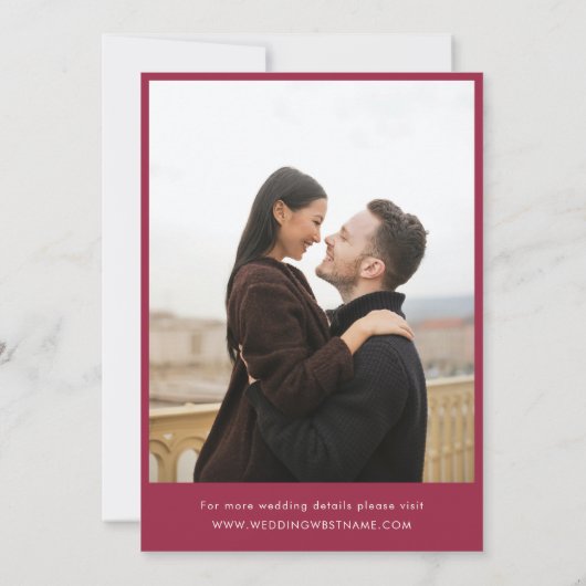 Invitation Magenta Typographie Whimsical Script Photo Mariage (Dos)