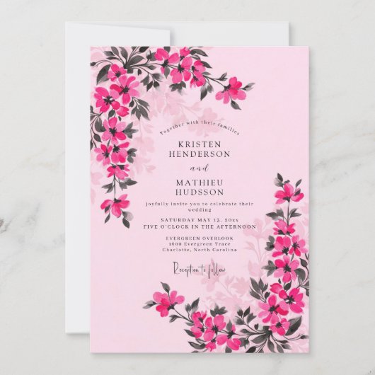 Invitation Magenta Whimsical Spring Wedding (Devant)