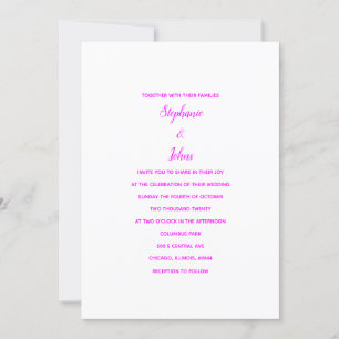 Invitation Magenta White Classic Minimal 2024 Mariage élégant