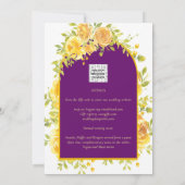 Invitation Magenta Yellow Roses Plum Purple Gold Mariage (Dos)