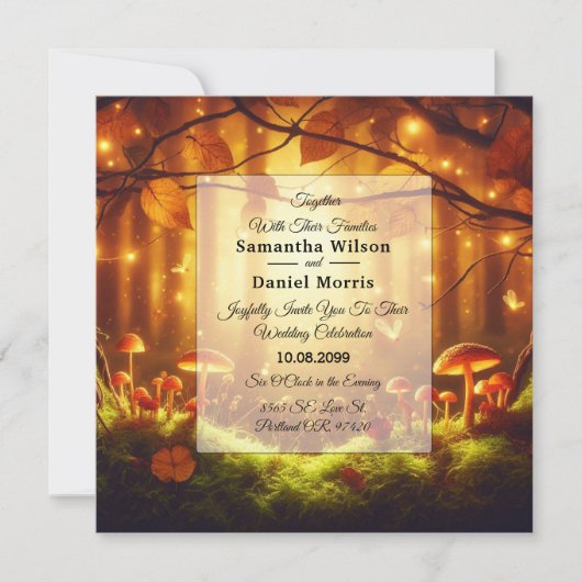 Invitation Magic Amber Forest Fairytale Mariage (Devant)