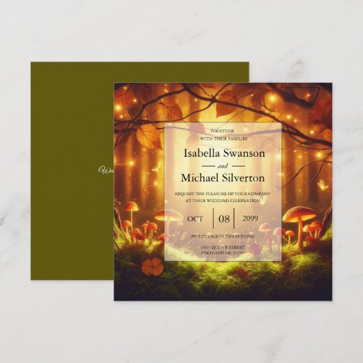 Invitation Magic Amber Forest Fairytale Mariage (Devant / Derrière)