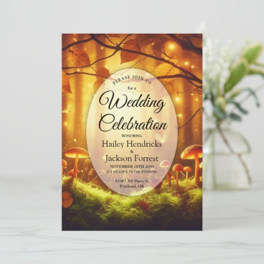 Invitation Magic Amber Forest Fairytale Mariage (Debout devant)