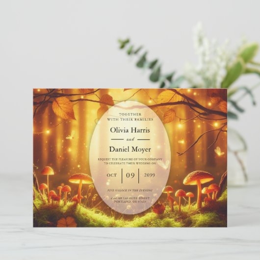 Invitation Magic Amber Forest Fairytale Mariage (Debout devant)