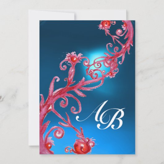 Invitation MAGIC BERRIES 4, champagne monogramme saphir rouge (Devant)