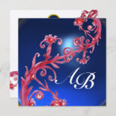 Invitation MAGIC BERRIES 4, champagne saphir rouge MONOGRAMME (Devant / Derrière)