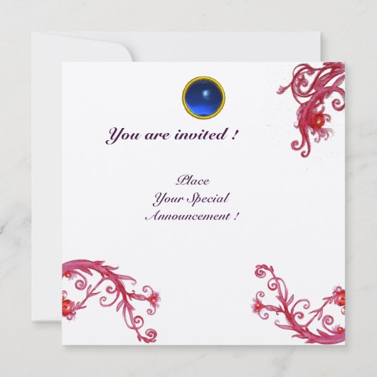 Invitation MAGIC BERRIES 4, champagne saphir rouge MONOGRAMME (Dos)
