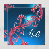 Invitation MAGIC BERRIES 4, MONOGRAM saphir rouge or (Devant / Derrière)