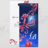 Invitation MAGIC BERRIES 4, MONOGRAM saphir rouge or (Devant / Derrière)