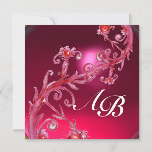Invitation MAGIC BERRIES 4,MONOGRAMME rouge rubis