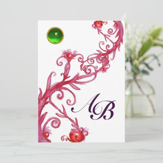 Invitation MAGIC BERRIES,MONOGRAM blanc vert rouge violet (Debout devant)