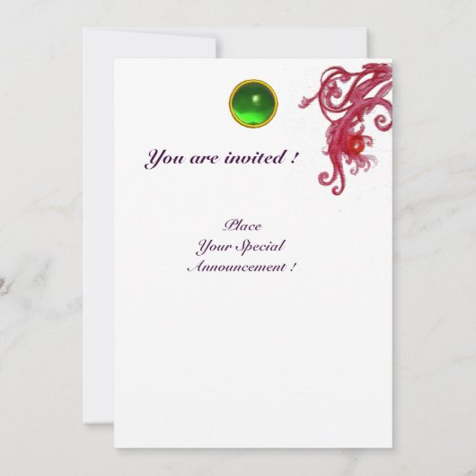 Invitation MAGIC BERRIES,MONOGRAM blanc vert rouge violet (Dos)