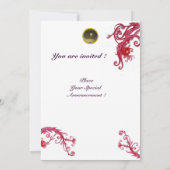 Invitation MAGIC BERRIES,MONOGRAM rouge gris blanc violet noi (Dos)