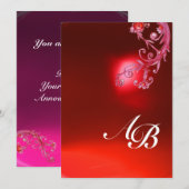 Invitation MAGIC BERRIES,MONOGRAM rouge rubis fuchsia blanc (Devant / Derrière)