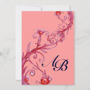 Invitation MAGIC BERRIES,MONOGRAM rouge violet