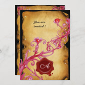 Invitation MAGIC BERRIES MONOGRAM, Sceau de cire rouge Tourbi (Devant / Derrière)