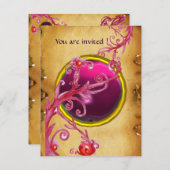 Invitation MAGIC BERRIES PARCHEMENT GEM rouge rubis (Devant / Derrière)