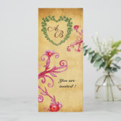 Invitation MAGIC BERRIES SHAMROCK HEART MONOGRAM parchemin (Debout devant)