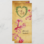 Invitation MAGIC BERRIES SHAMROCK HEART MONOGRAM parchemin (Devant / Derrière)
