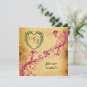 Invitation MAGIC BERRIES SHAMROCK HEART MONOGRAM parchemin (Debout devant)