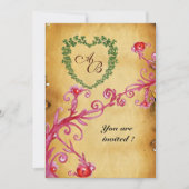 Invitation MAGIC BERRIES SHAMROCK HEART MONOGRAM parchemin (Devant)
