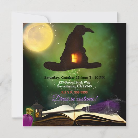 Invitation Magic Casquette & Magic Spell Book Whimsical Fun P (Dos)