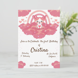 Invitation Magic Cloud Rainbow Bear Party