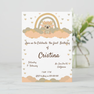 Invitation Magic Cloud Rainbow Koala partie ours