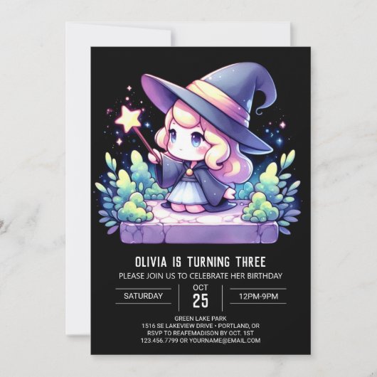 Invitation Magic Elegant Wizard Anniversaire (Devant)