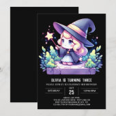 Invitation Magic Elegant Wizard Anniversaire (Devant / Derrière)
