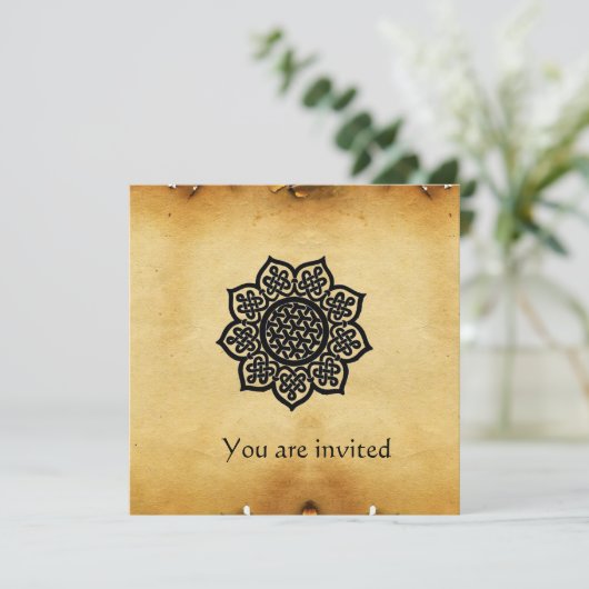 Invitation MAGIC EVENT papier d'or métallique (Debout devant)