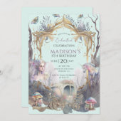 Invitation Magic Fairy Fairytale 5e anniversaire Blue Party (Devant / Derrière)