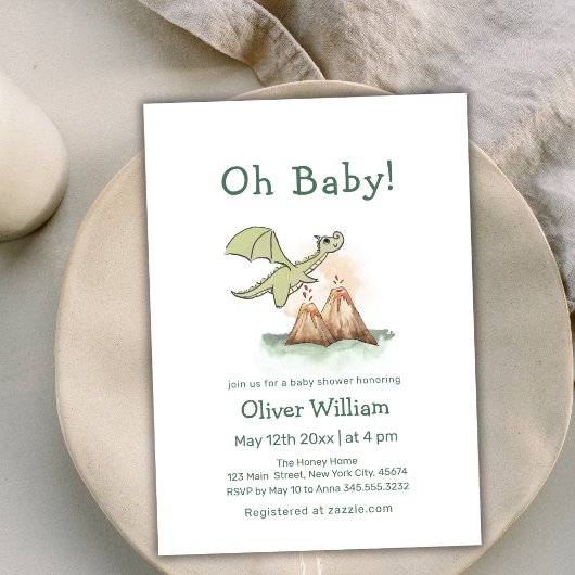 Invitation Magic Fairytale Dragon Mountain Baby shower
