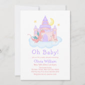 Invitation Magic Fairytale Dragon Unicorn Baby shower (Devant)