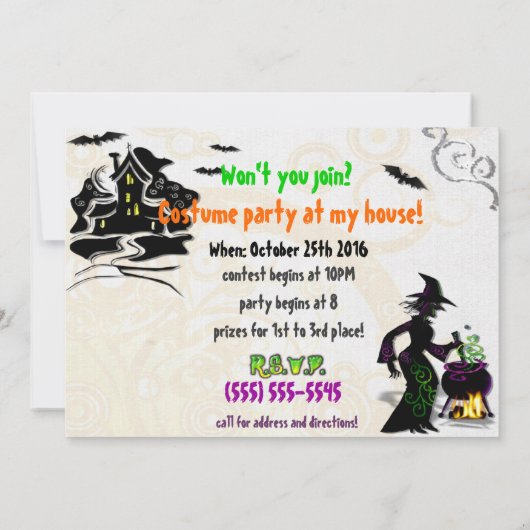 Invitation Magic Halloween sorcière (Dos)