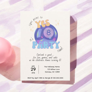 Invitation Magic Huit Ball Party Heure Anniversaire