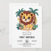 Invitation Magic Lion sauvage 1er Anniversaire numérique (Devant / Derrière)