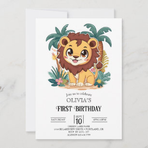 Invitation Magic Lion sauvage 1er Anniversaire numérique