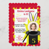 Invitation Magic Me Anniversaire Rouge (Devant / Derrière)