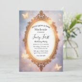 Invitation Magic Mirror & Papillons Fée Premier Anniversaire (Debout devant)
