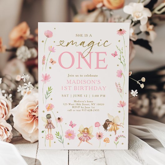 Invitation Magic One Floral Fairy Garden Anniversaire