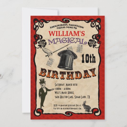 Invitation Magic Party (Devant)