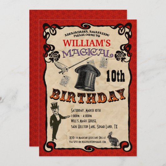 Invitation Magic Party (Devant / Derrière)