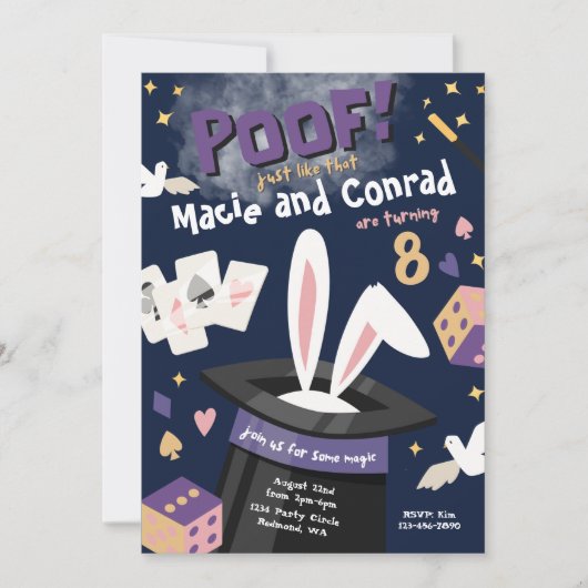 Invitation Magic Party | Invitation conjointe à l' (Devant)