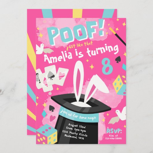 Invitation Magic Party | Invitation du magicien (Devant / Derrière)