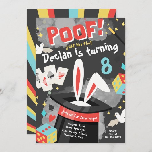Invitation Magic Party | Invitation magique d'anni (Devant / Derrière)