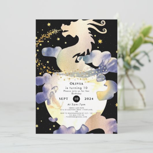 Invitation Magic Pastel Dragon Anniversaire (Debout devant)