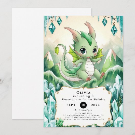 Invitation Magic Pastel Dragon Anniversaire (Devant / Derrière)