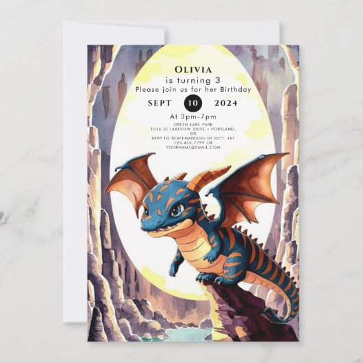 Invitation Magic Pastel Dragon Anniversaire (Devant)
