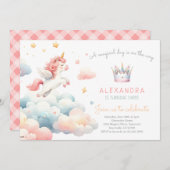 Invitation Magic Pastel Unicorn fête d'anniversaire (Devant / Derrière)